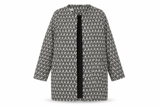 H&M Womens Grey Geometric Overcoat Coat Size 16