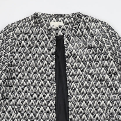 H&M Womens Grey Geometric Overcoat Coat Size 16