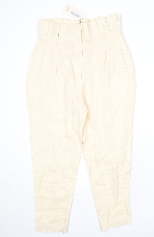 House of Maguie Womens Beige Polyester Chino Trousers Size M Regular Zip