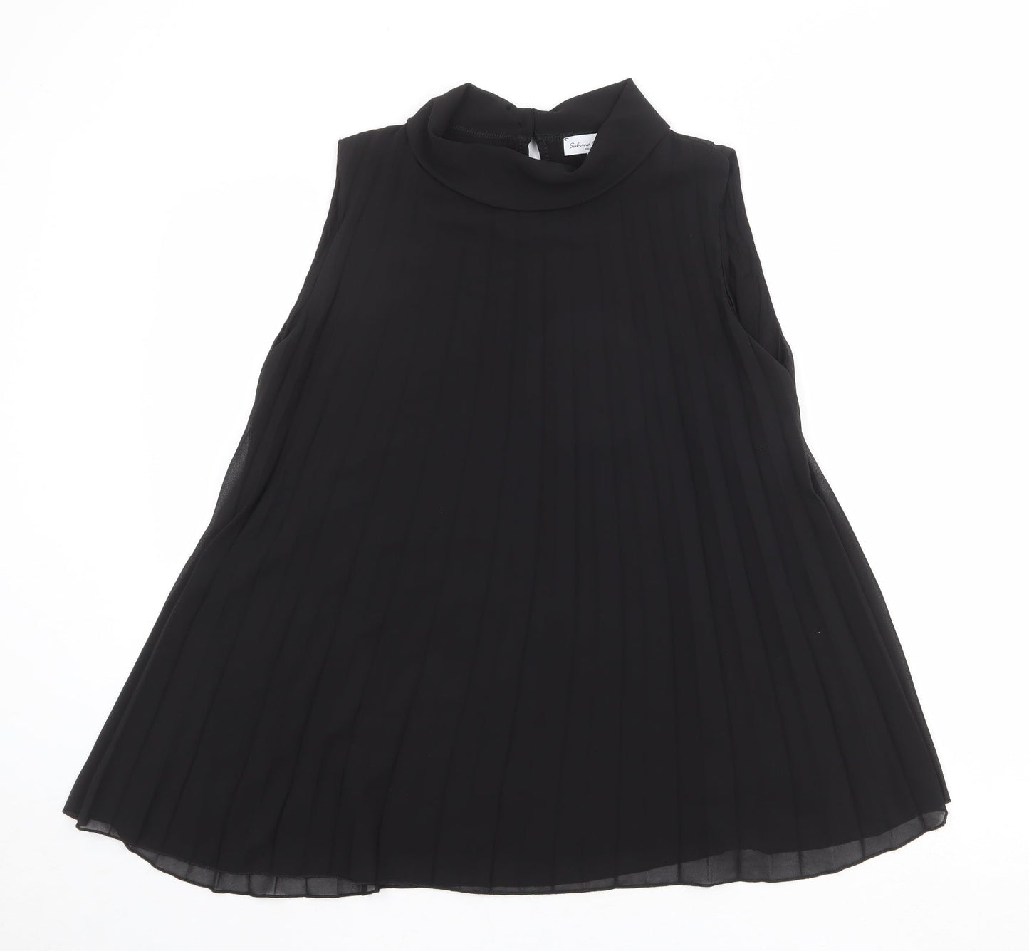 Sabrina Diamanti Womens Black Polyester Basic Tank Size L Mock Neck