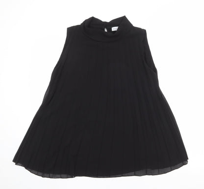 Sabrina Diamanti Womens Black Polyester Basic Tank Size L Mock Neck
