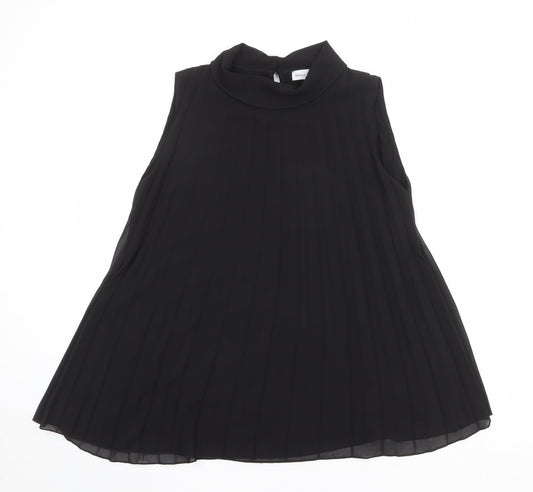 Sabrina Diamanti Womens Black Polyester Basic Tank Size L Mock Neck