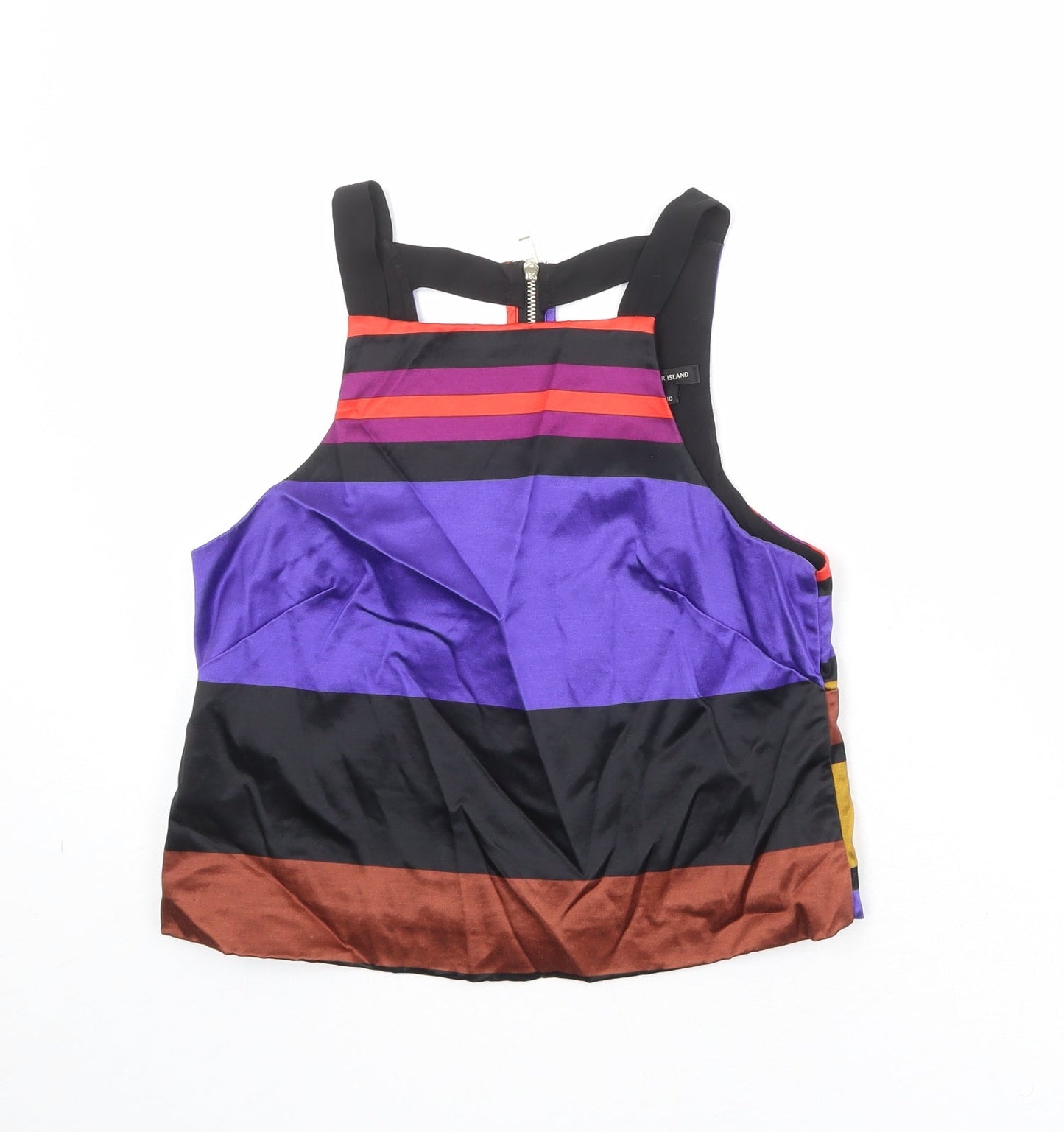 River Island Womens Multicoloured Striped Viscose Basic Tank Size 10 Square Neck