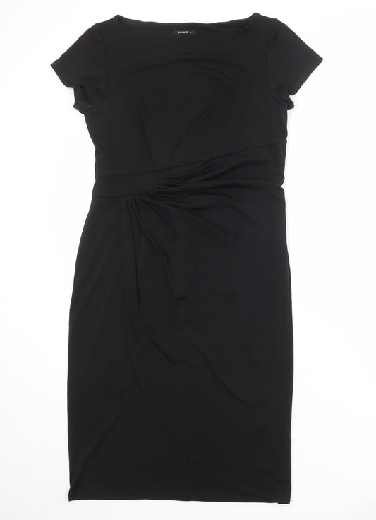 Roman Womens Black Polyester Shift Size 10 Round Neck Pullover - Twist Detail