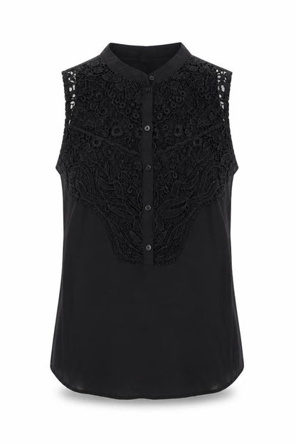 Divided by H&M Womens Black Polyester Basic Button-Up Size 8 Round Neck