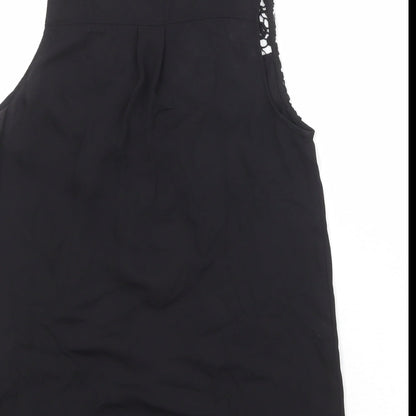 Divided by H&M Womens Black Polyester Basic Button-Up Size 8 Round Neck