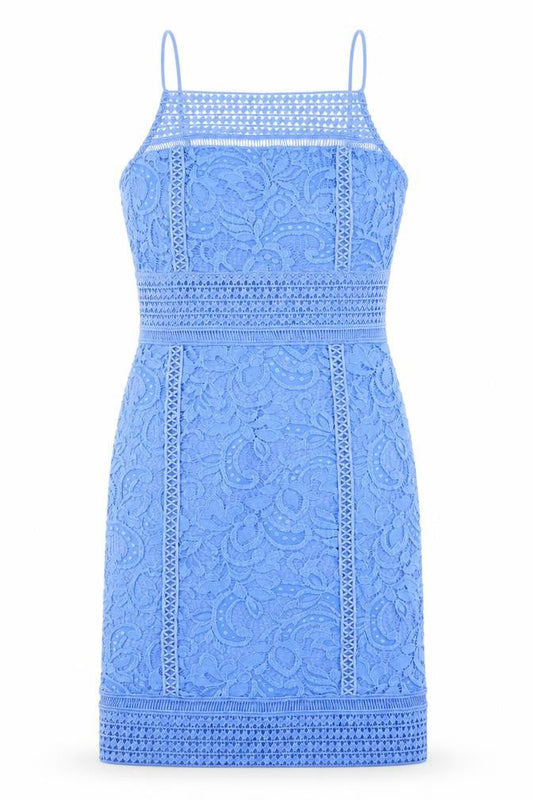 Topshop Womens Blue Polyester Sheath Size 10 Square Neck Zip