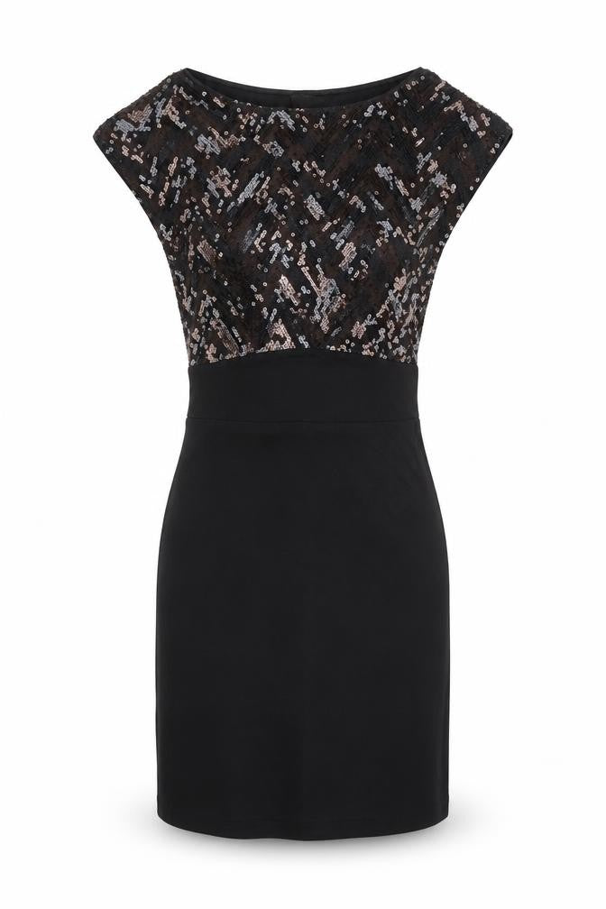 H&M Womens Black Polyester Pencil Dress Size 10 Boat Neck Pullover