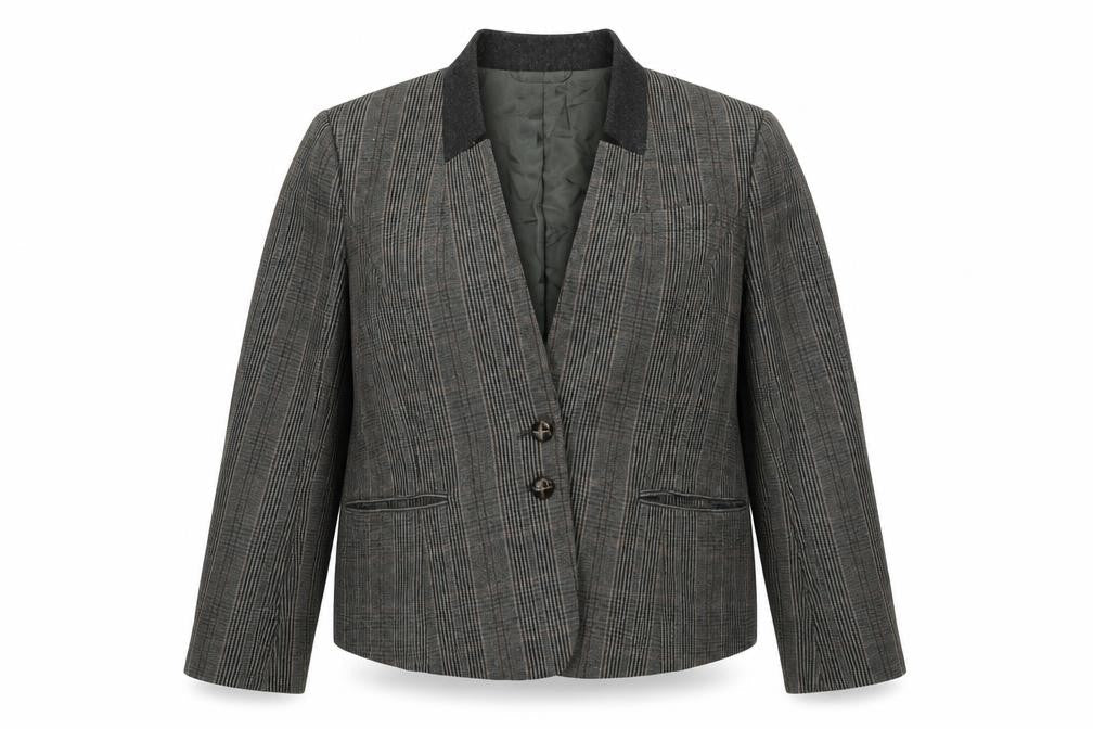 Great Plains London Womens Brown Check Wool Jacket Blazer Size L