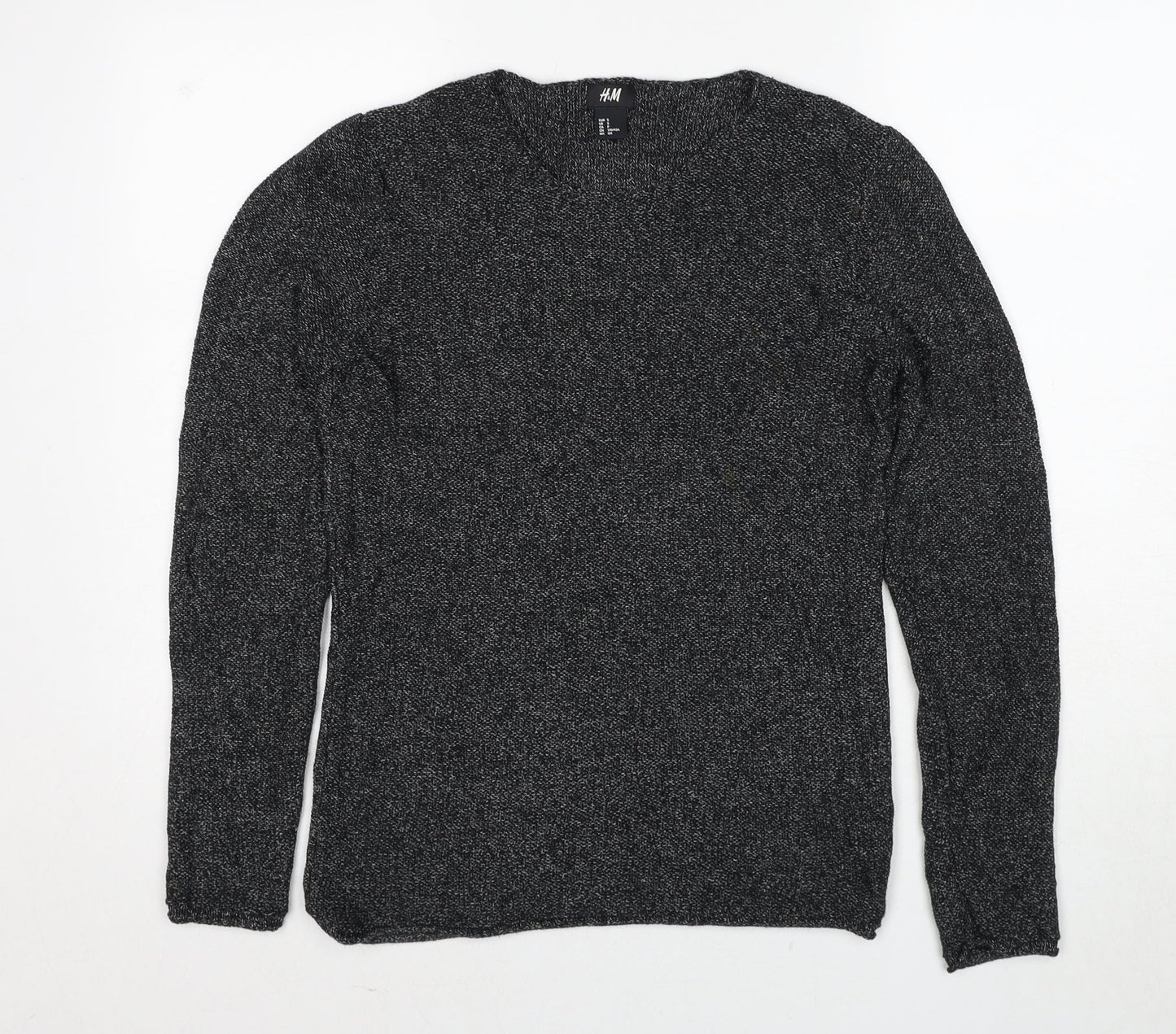 H&M Womens Grey Round Neck Cotton Pullover Jumper Size S