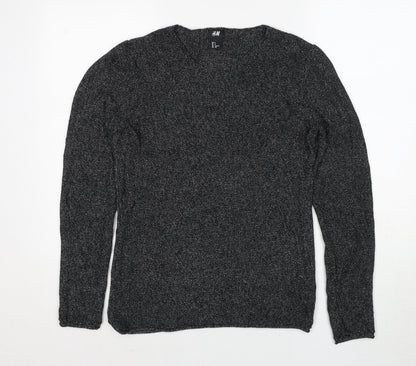 H&M Womens Grey Round Neck Cotton Pullover Jumper Size S
