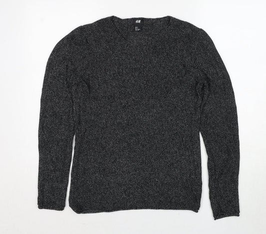 H&M Womens Grey Round Neck Cotton Pullover Jumper Size S