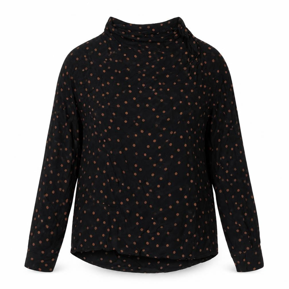 Topshop Womens Black Polka Dot Viscose Basic Blouse Size 14 High Neck