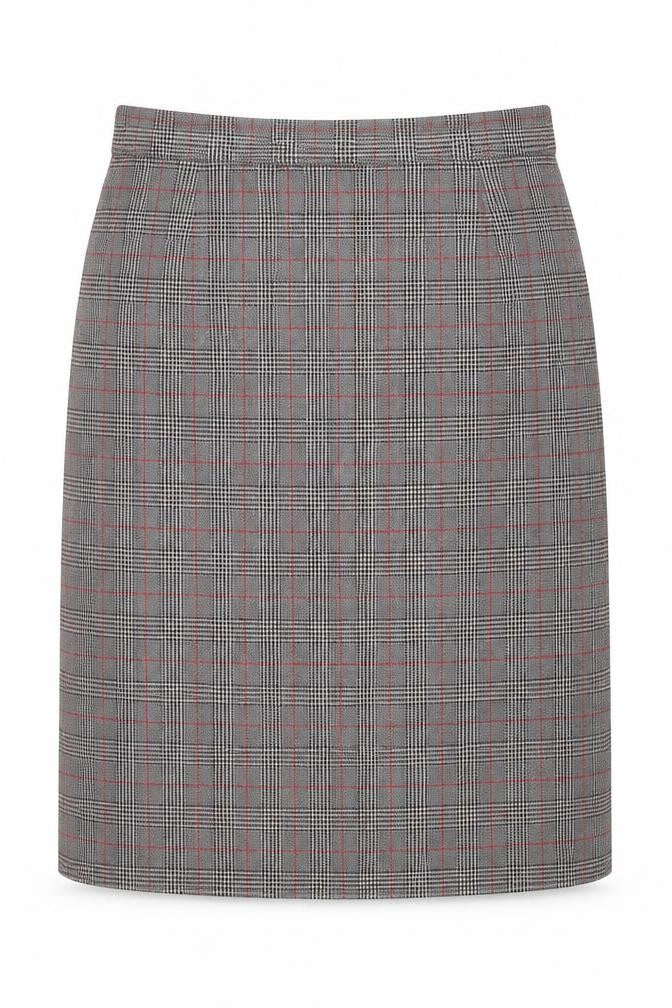 Marks & Spencer Womens Grey Plaid Polyester A-Line Skirt Size 10 Zip