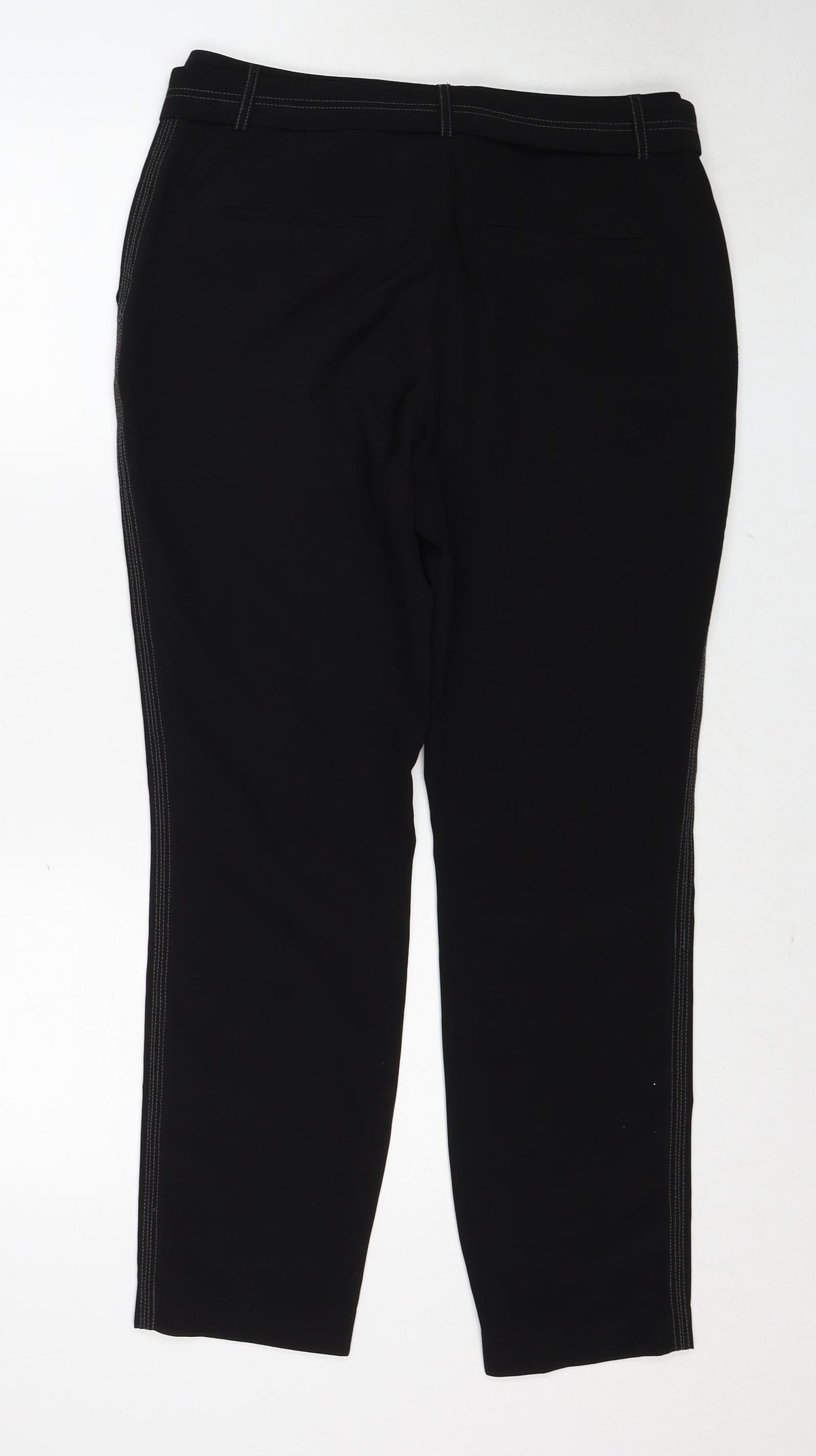 YAYA Womens Black Polyester Trousers Size 10 Regular Zip - Contrast Stitching