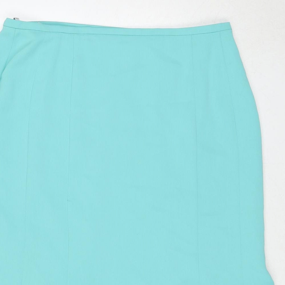 Hermann Lange Womens Blue Polyester Trumpet Skirt Size 16 Zip