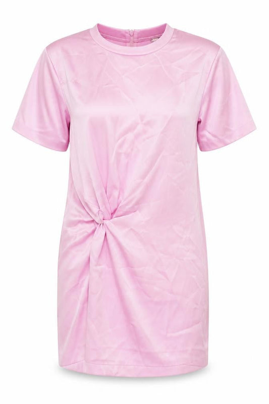 Zara Womens Pink Polyester T-Shirt Dress Size XS Round Neck Zip - Twist Detail