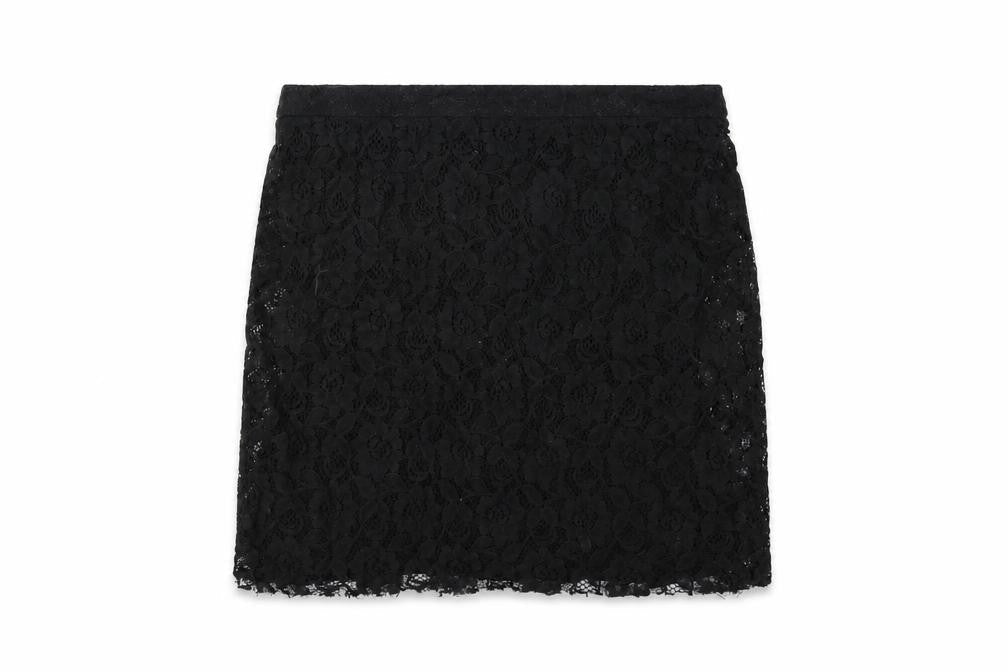 Mango Womens Black Geometric Viscose A-Line Skirt Size S Zip