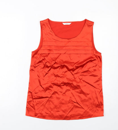Marks & Spencer Womens Red Polyester Basic Tank Size 8 Round Neck