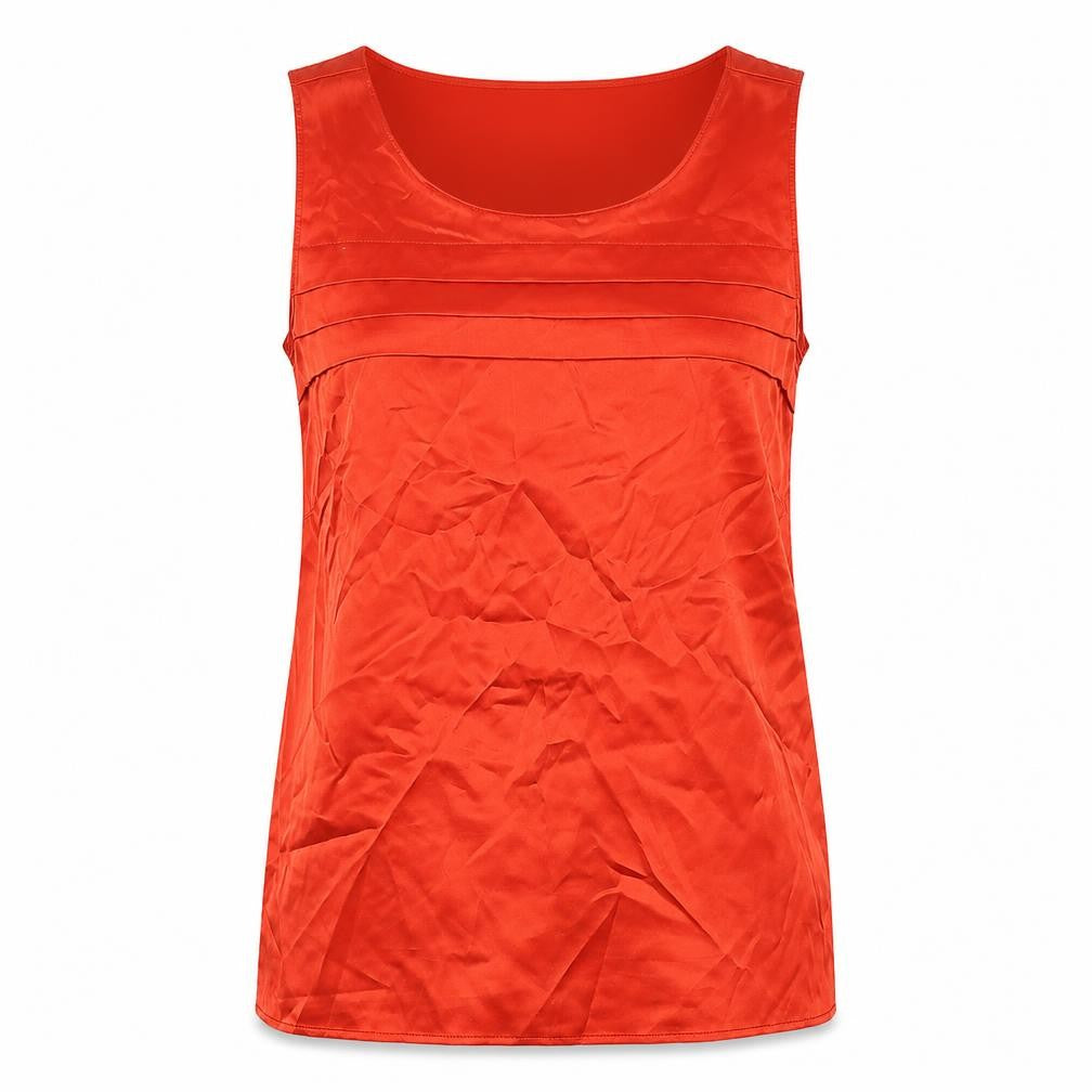 Marks & Spencer Womens Red Polyester Basic Tank Size 8 Round Neck
