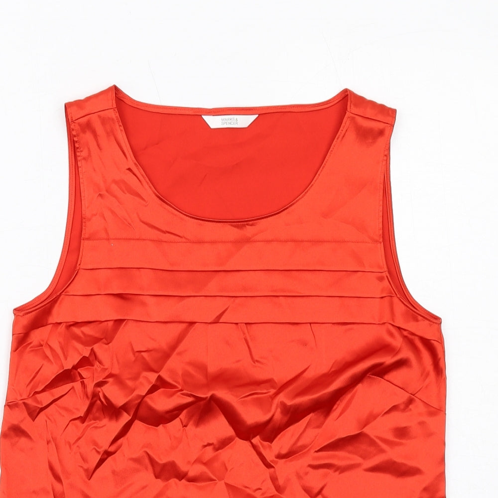Marks and Spencer Womens Red Polyester Basic Tank Size 8 Round Neck