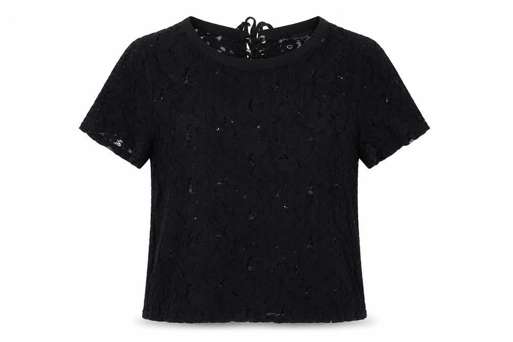 New Look Womens Black Polyester Basic T-Shirt Size 12 Round Neck