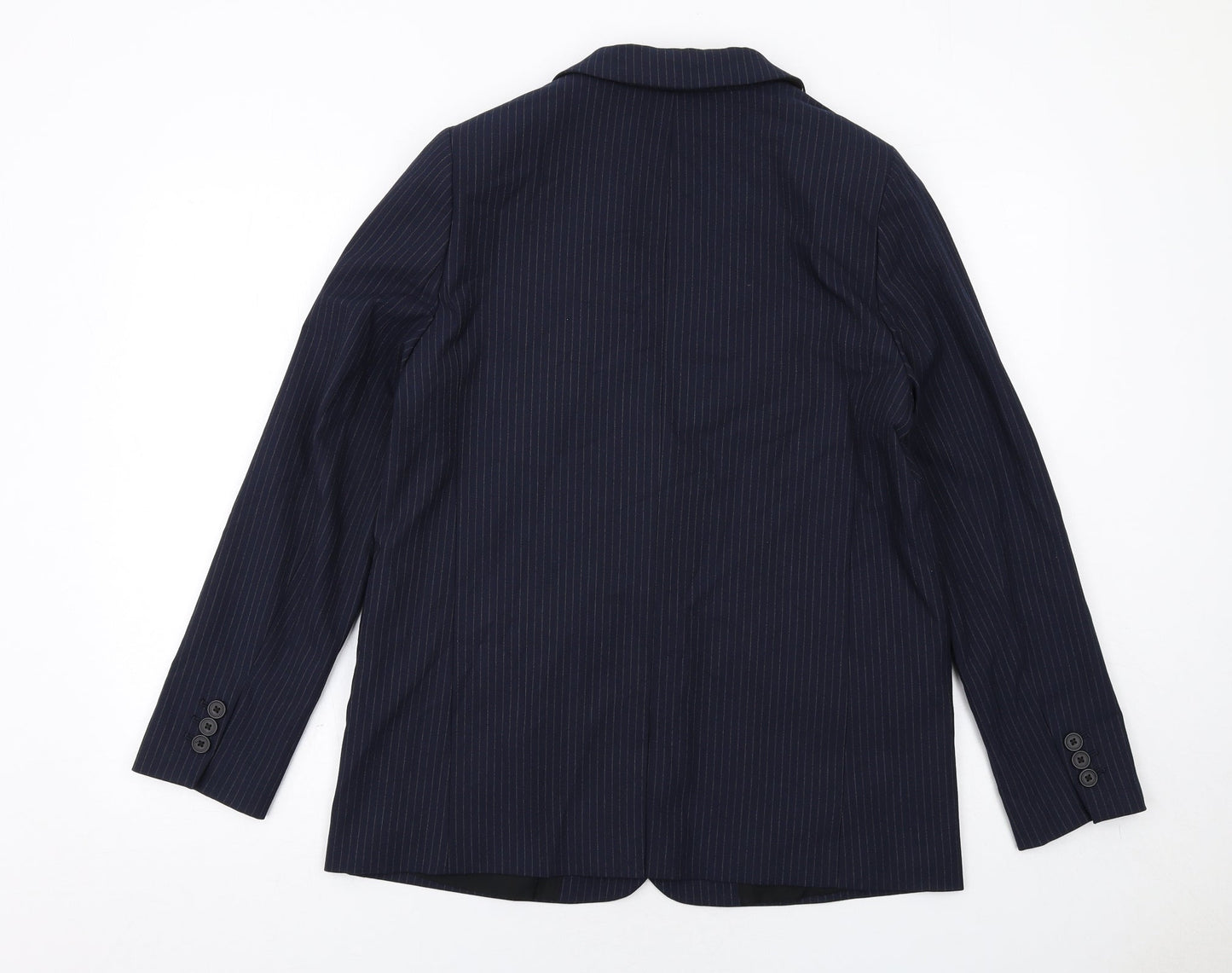 Marks and Spencer Womens Blue Pinstripe Polyester Jacket Suit Jacket Size 12