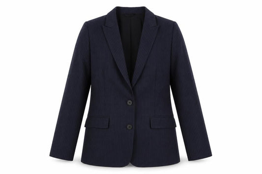 Marks & Spencer Womens Blue Pinstripe Polyester Jacket Suit Jacket Size 12