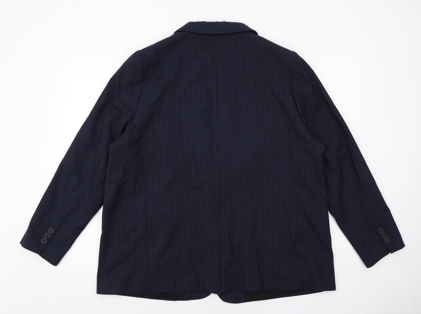 Marks and Spencer Womens Blue Pinstripe Polyester Jacket Suit Jacket Size 20