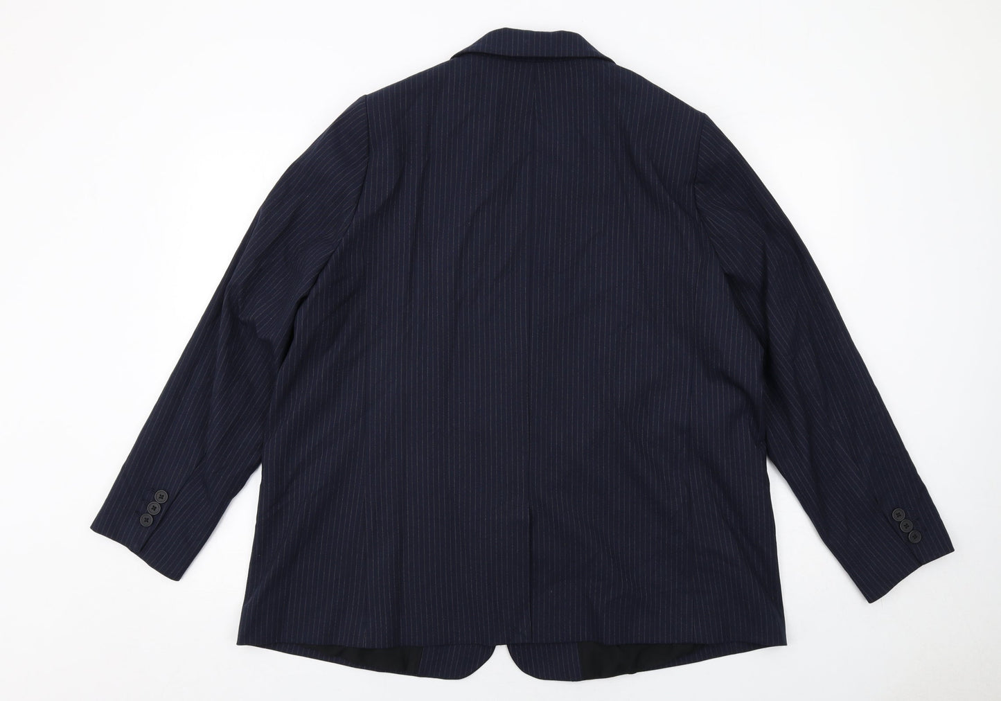 Marks and Spencer Womens Blue Pinstripe Polyester Jacket Suit Jacket Size 20