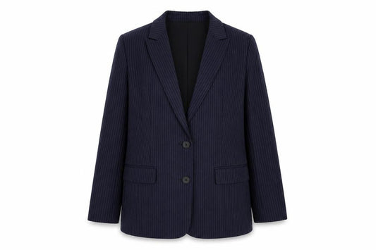 Marks & Spencer Womens Blue Pinstripe Polyester Jacket Suit Jacket Size 12