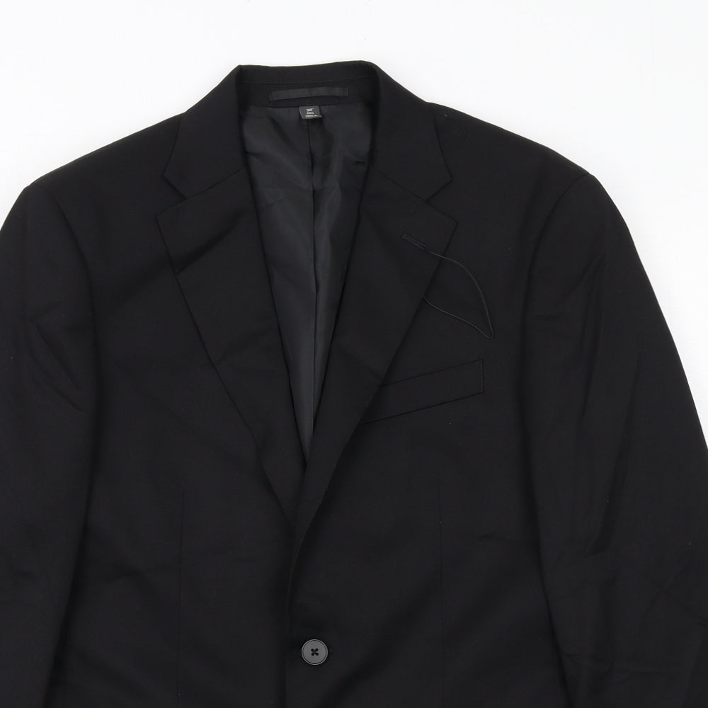Marks and Spencer Mens Black Polyacrylate Fibre Jacket Suit Jacket Size 38 Regular