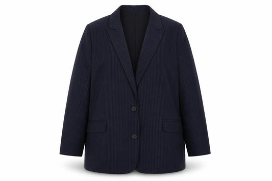 Marks & Spencer Womens Blue Pinstripe Polyester Jacket Suit Jacket Size 20