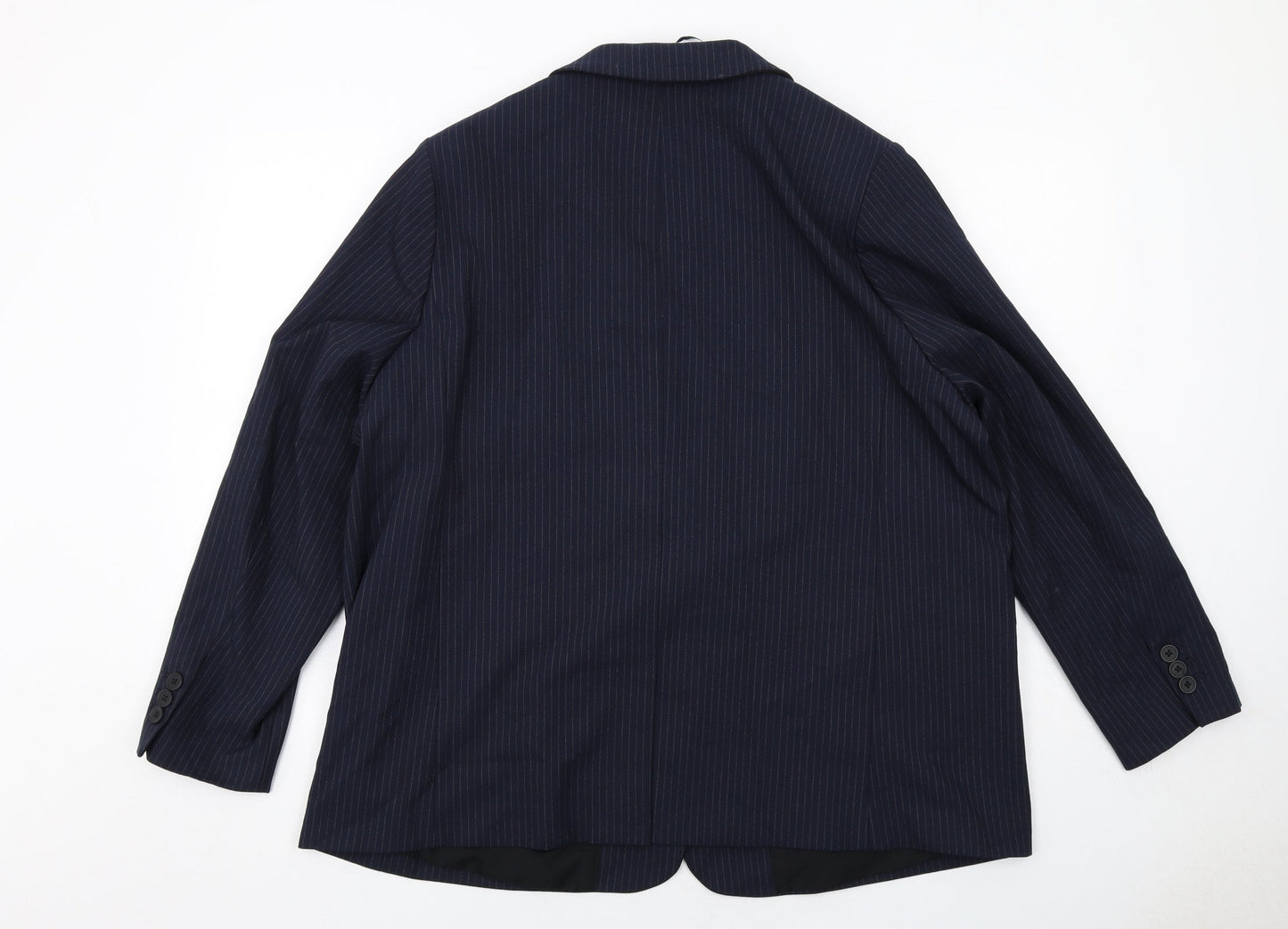 Marks and Spencer Womens Blue Pinstripe Polyester Jacket Suit Jacket Size 20