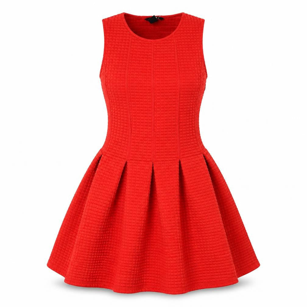 H&M Womens Red Polyester A-Line Size XS Round Neck Zip