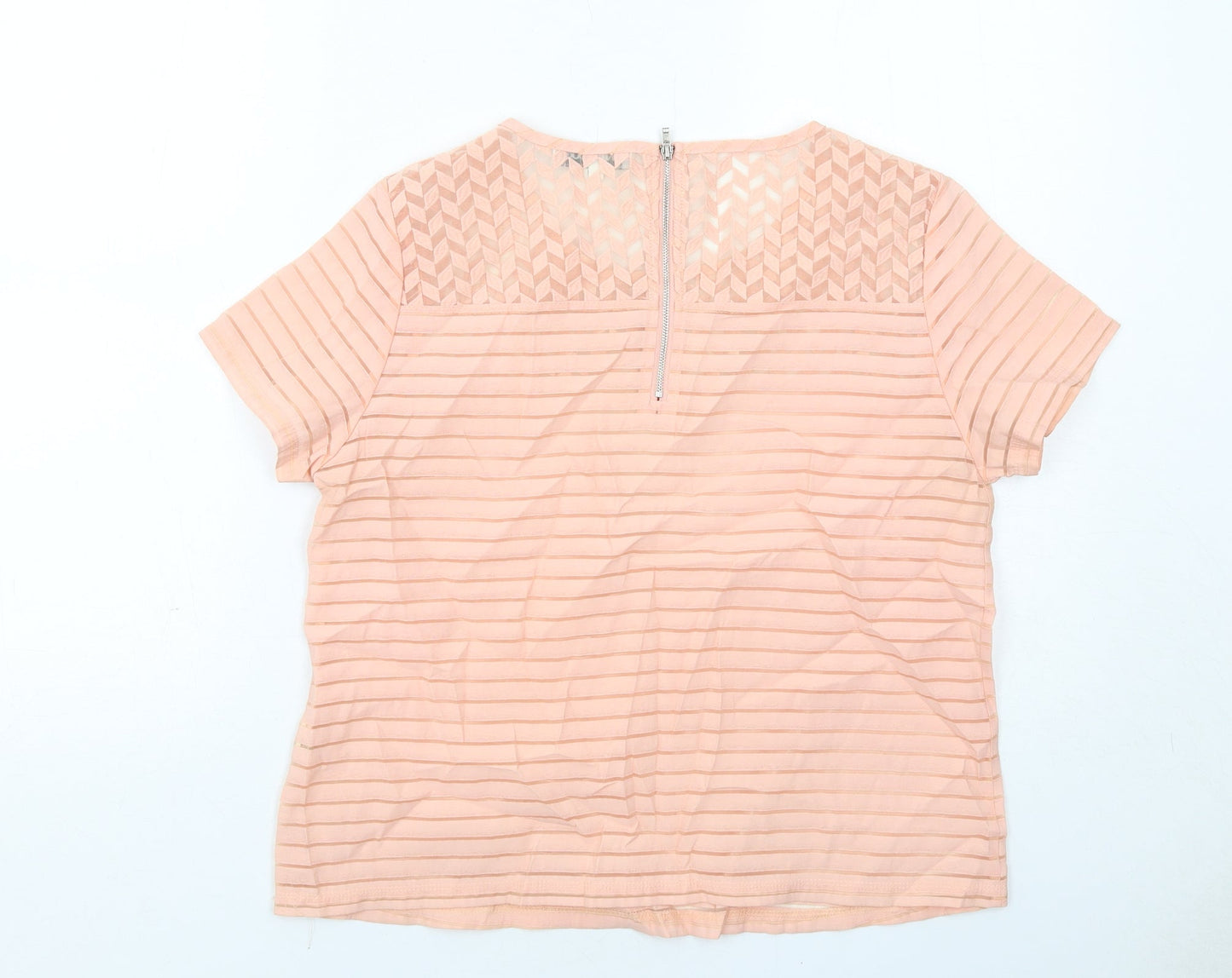 Jaune Rouge Womens Pink Polyester Basic T-Shirt Size L Round Neck
