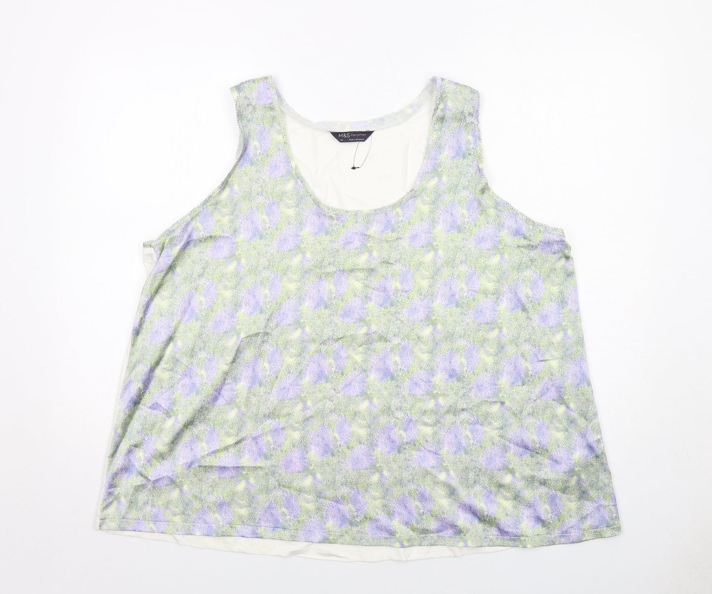 Marks and Spencer Womens Multicoloured Geometric Polyester Basic Tank Size 20 Round Neck