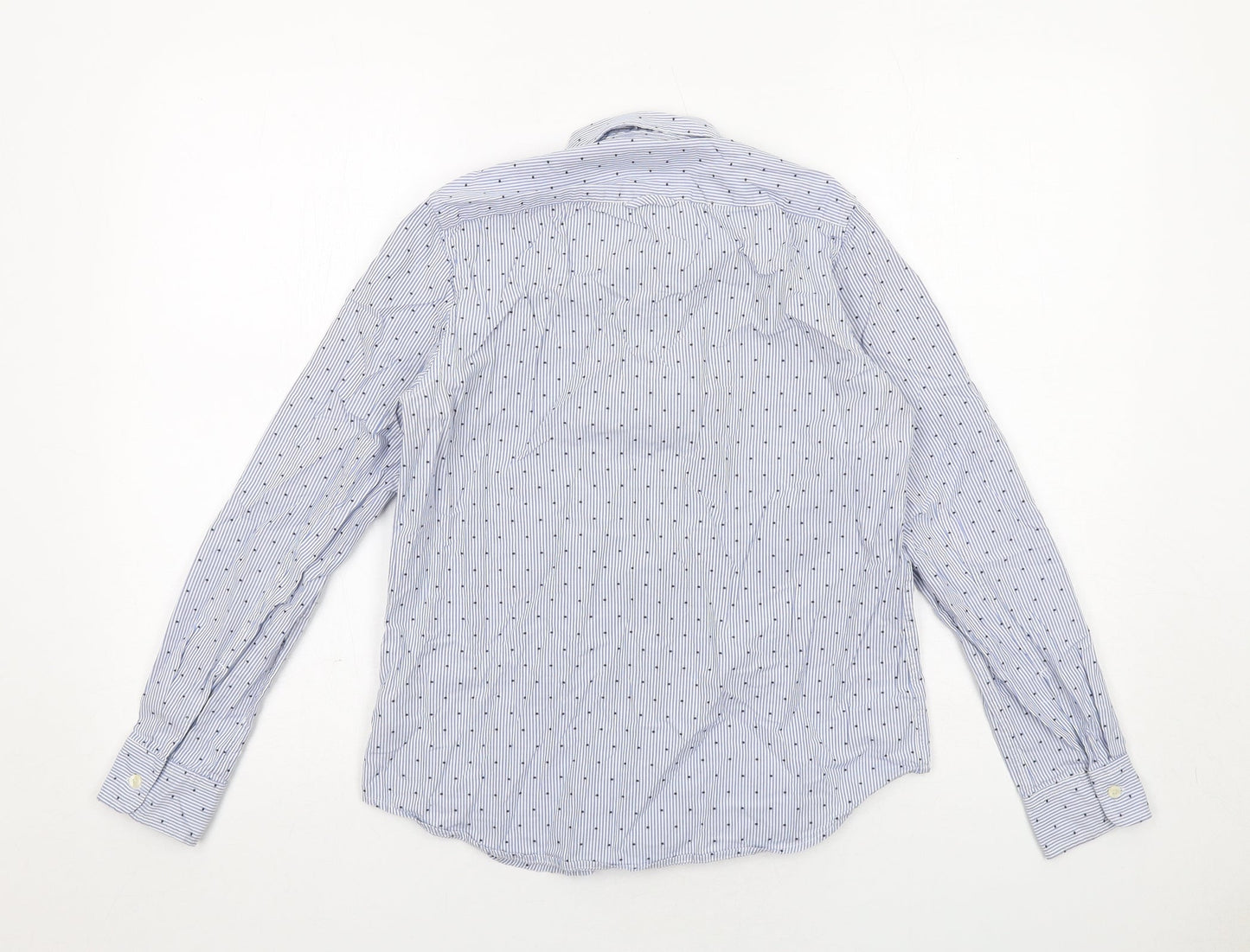 Gap Womens Blue Geometric Cotton Basic Button-Up Size XS Collared