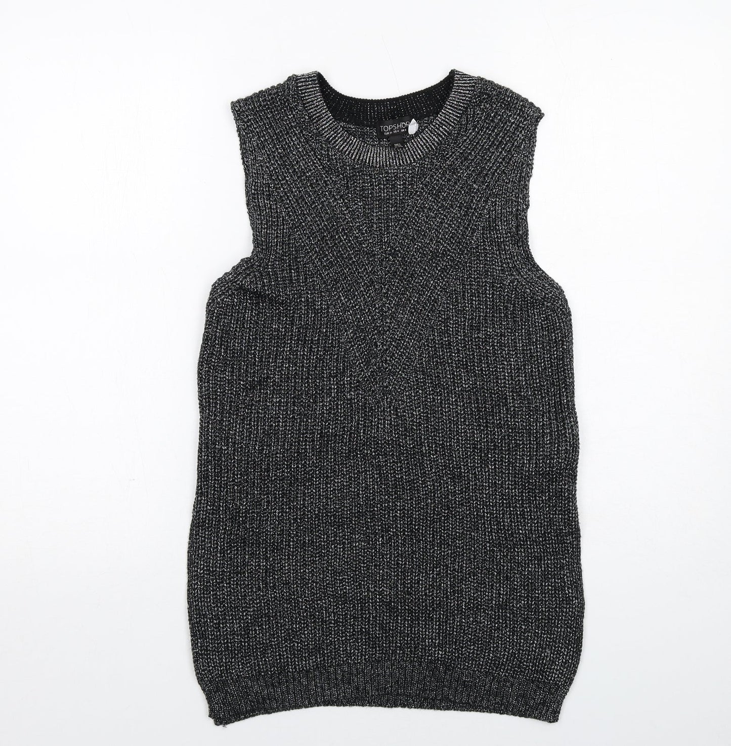 Topshop Womens Black Round Neck Acrylic Pullover Jumper Size 8