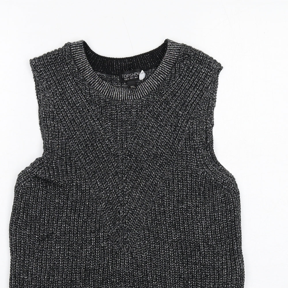 Topshop Womens Black Round Neck Acrylic Pullover Jumper Size 8