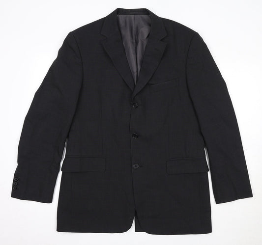 Marks and Spencer Mens Black Polyester Jacket Suit Jacket Size 40 Regular