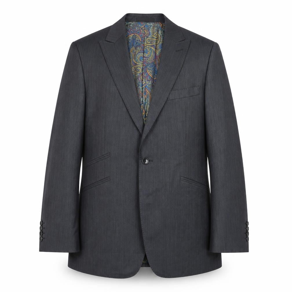 Pamoni Mens Grey Polyester Jacket Suit Jacket Size 40 Regular