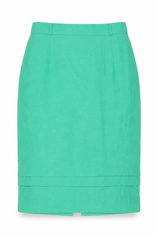 St Michael Womens Green Polyester A-Line Skirt Size 12 Zip