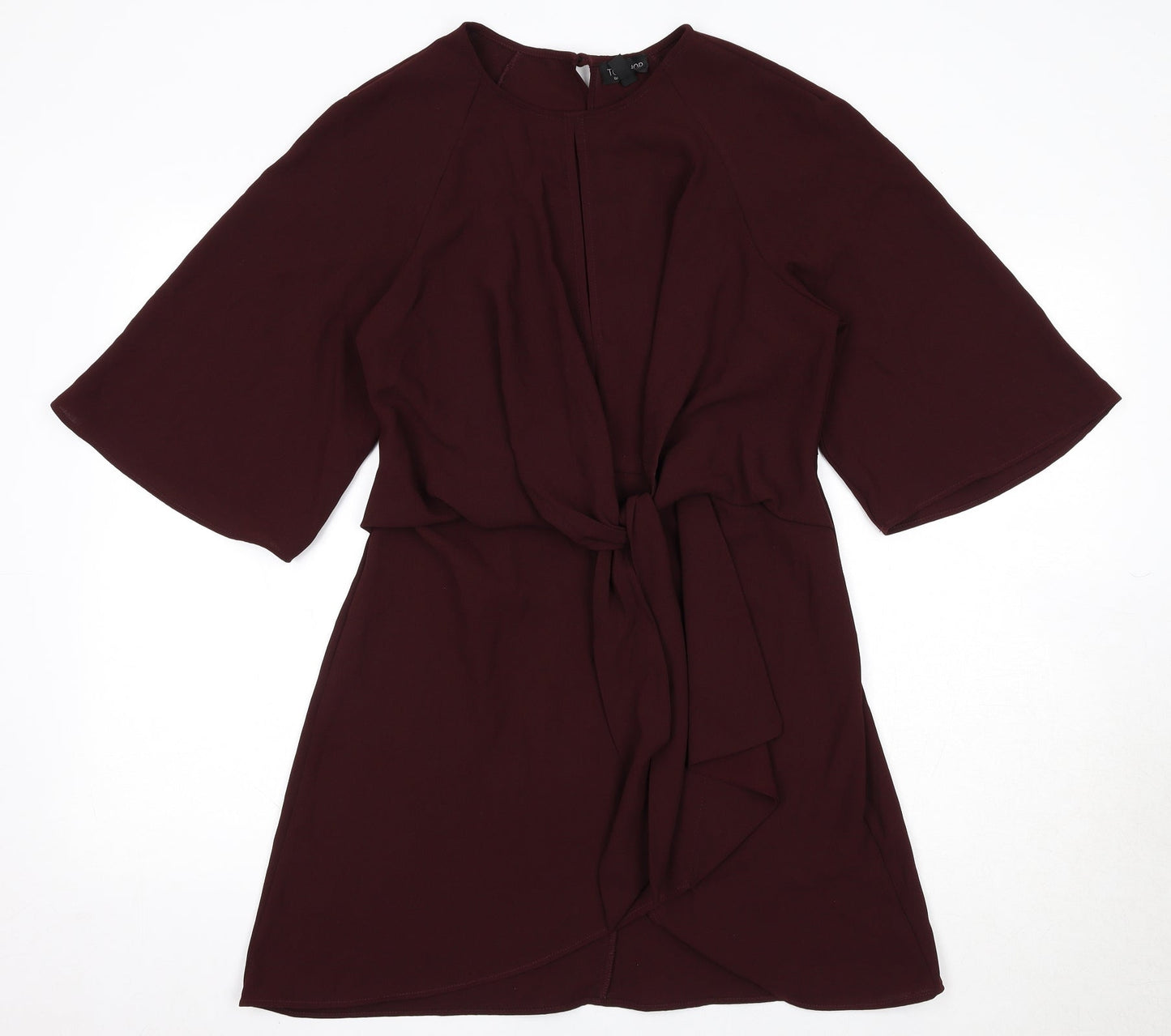 Topshop Womens Red Polyester A-Line Size 10 Round Neck Zip