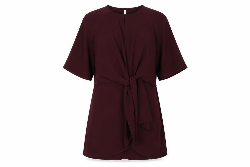 Topshop Womens Red Polyester A-Line Size 10 Round Neck Zip