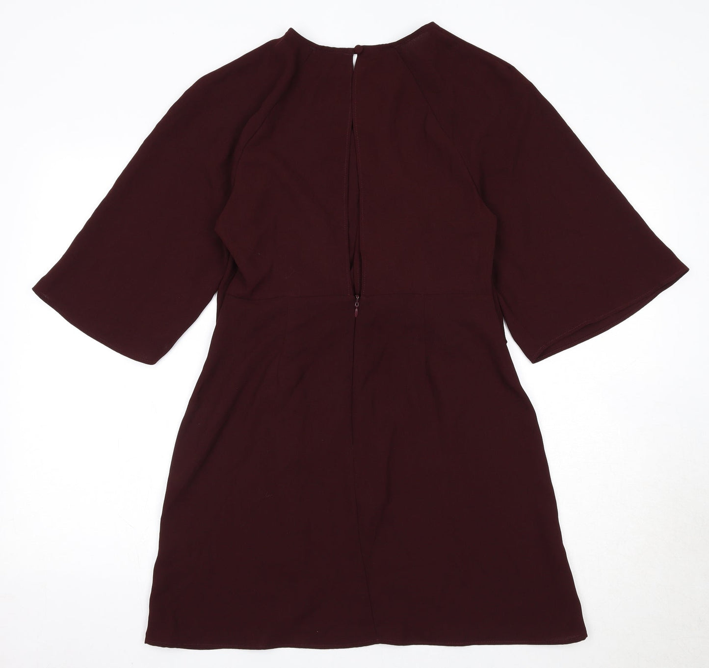 Topshop Womens Red Polyester A-Line Size 10 Round Neck Zip