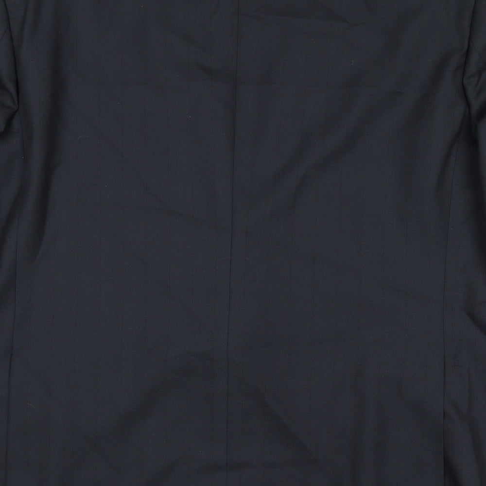 Wellington Mens Black Striped Wool Jacket Suit Jacket Size 48 Regular