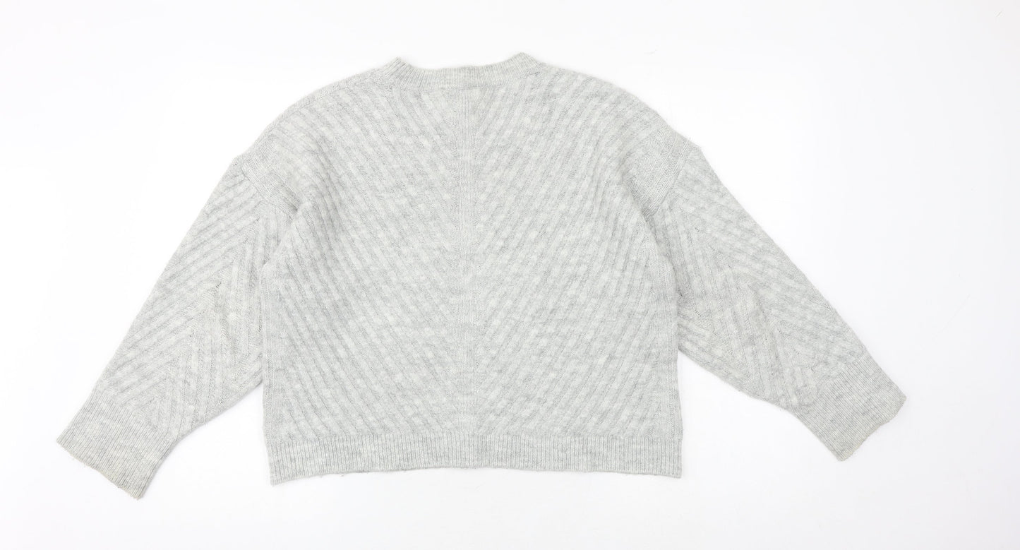 Marks and Spencer Womens Grey Round Neck Acrylic Pullover Jumper Size XS