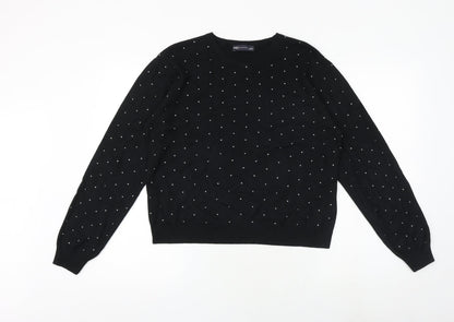 Marks & Spencer Womens Black Round Neck Viscose Pullover Jumper Size L