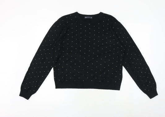 Marks and Spencer Womens Black Round Neck Viscose Pullover Jumper Size L